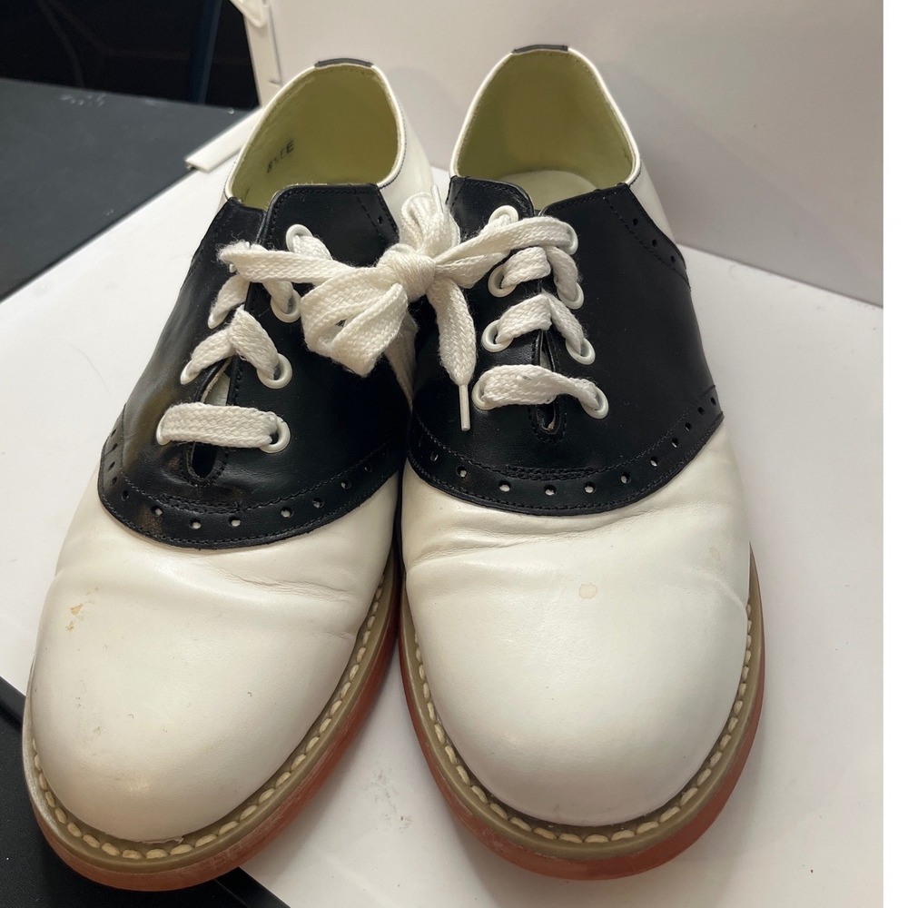 Willits Mens 8.5 EE Saddle Oxford Shoes White Black Leather Retro 5667 3064 Wide